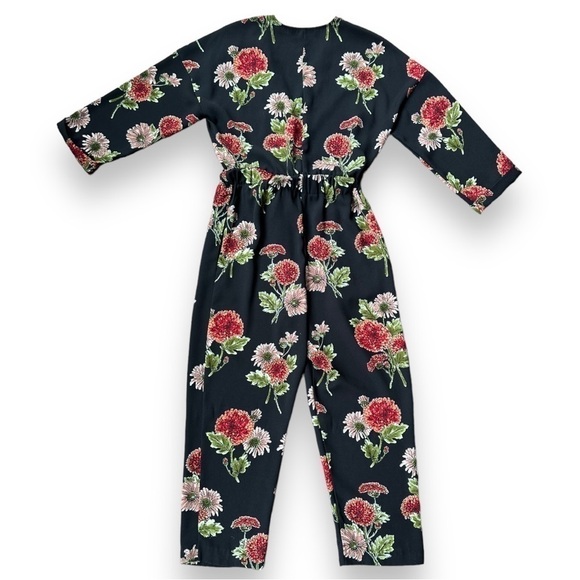 Zara Dark Floral Cross Front Long Sleeve Jumpsuit | Size Extra Small - Picture 7 of 16